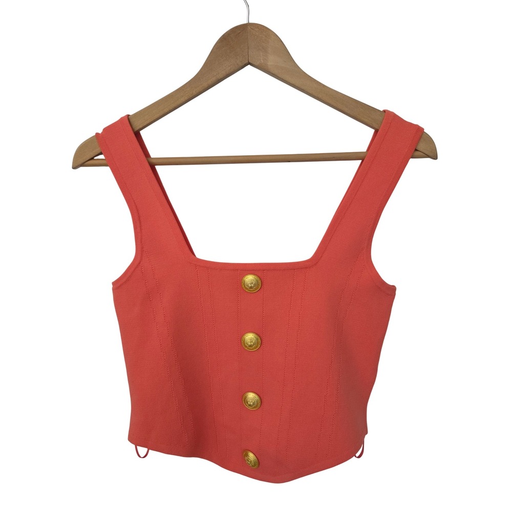 L'AGENCE Saga Square Neck Knit Corset Top Women Small Coral NWOT $350 80010NXC2